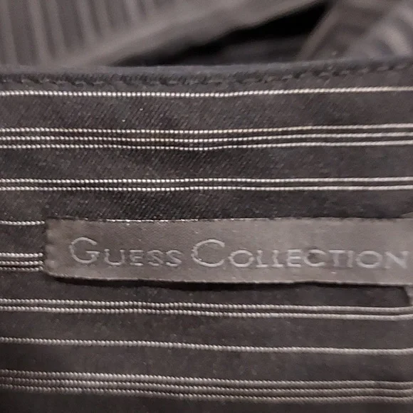 Guess Collections Black with Gray Pinstripe Wide Leg Pants Size 12 - Picture 6 of 9